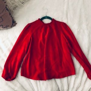 Long Sleeve Red Blouse